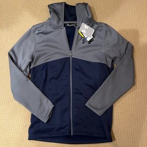 Under Armour youth extra large zippered hoodie/ jacket grey and navy blue